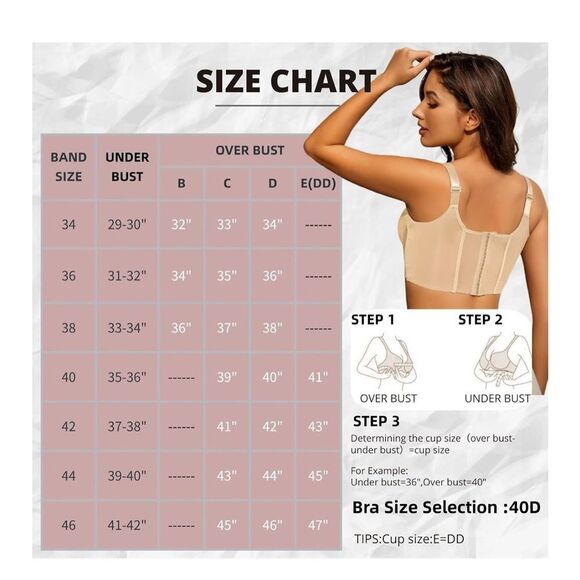 NEW Nude Push Up Daisy Comfortable Back Smoothing Bra 38F - Picture 4 of 7